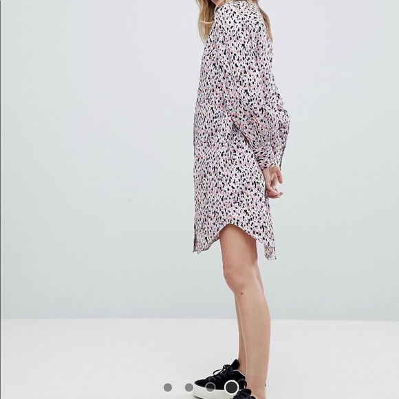 Monki Smudge Print Shirt Dress | Size XS - Picture 8 of 8